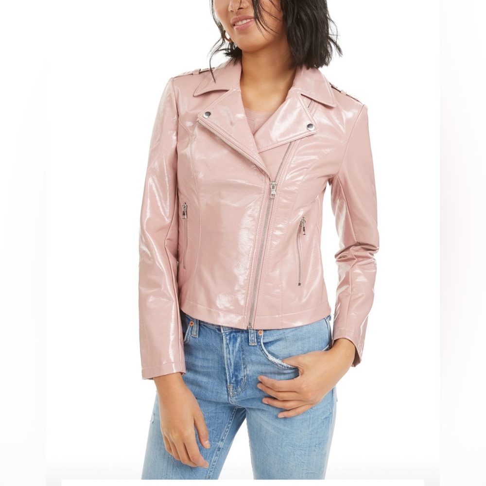 Bar III Faux-Leather Moto Jacket, SZ L